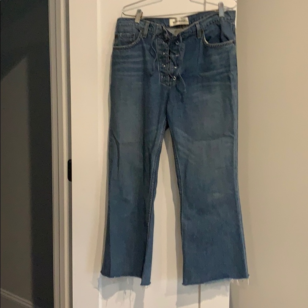 Reformation front lace up jean
